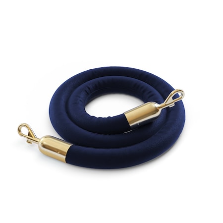 Naugahyde Rope Dark Blue With Pol.Brass Snap Ends 6ft.Cotton Core